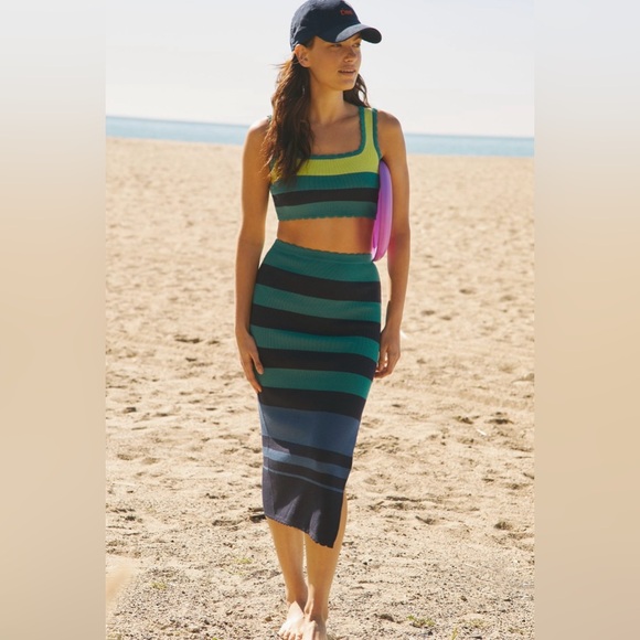 By Anthropologie Striped Skirt Set